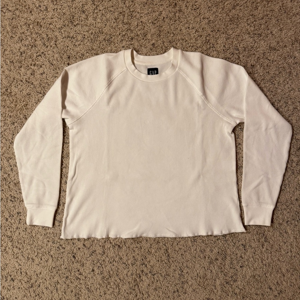 GAP White Textured Long Sleeve Top